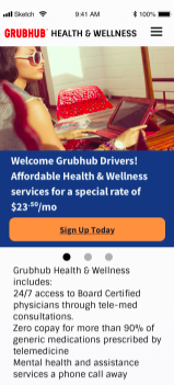 Grubhub mobile homepage view